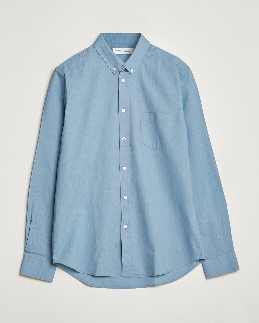 Homme | Chemises | Samsøe Samsøe | Samsøe & Samsøe Liam Linen Cotton Shirt Ashley Blue