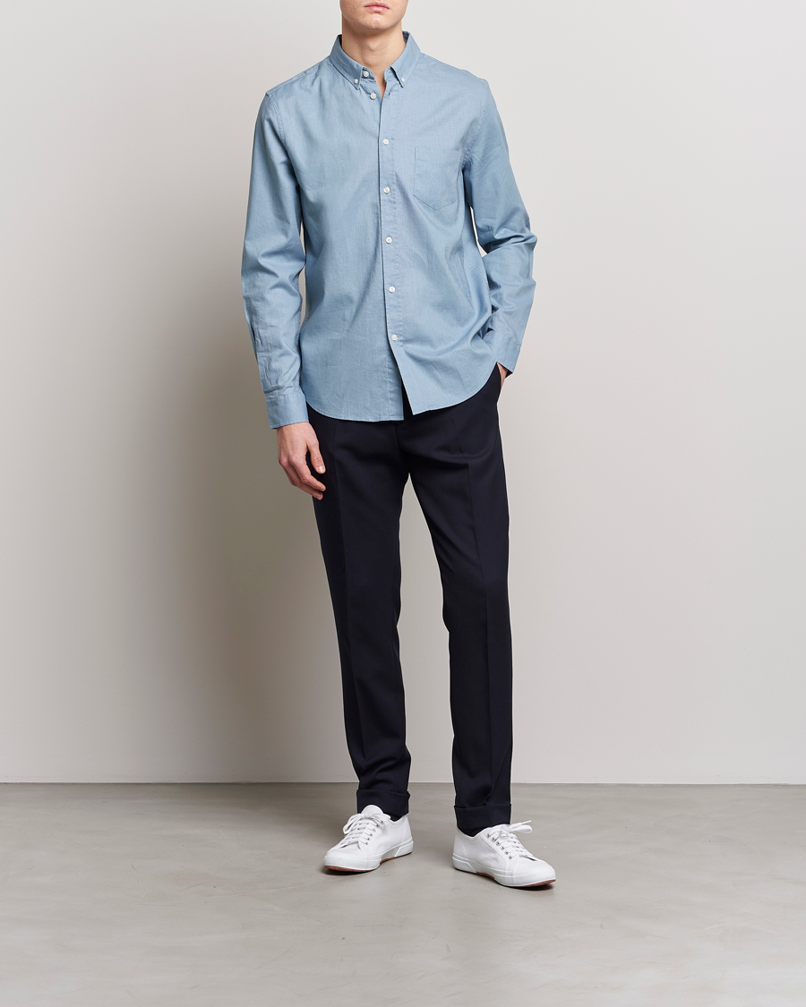 Homme | Chemises | Samsøe Samsøe | Samsøe & Samsøe Liam Linen Cotton Shirt Ashley Blue