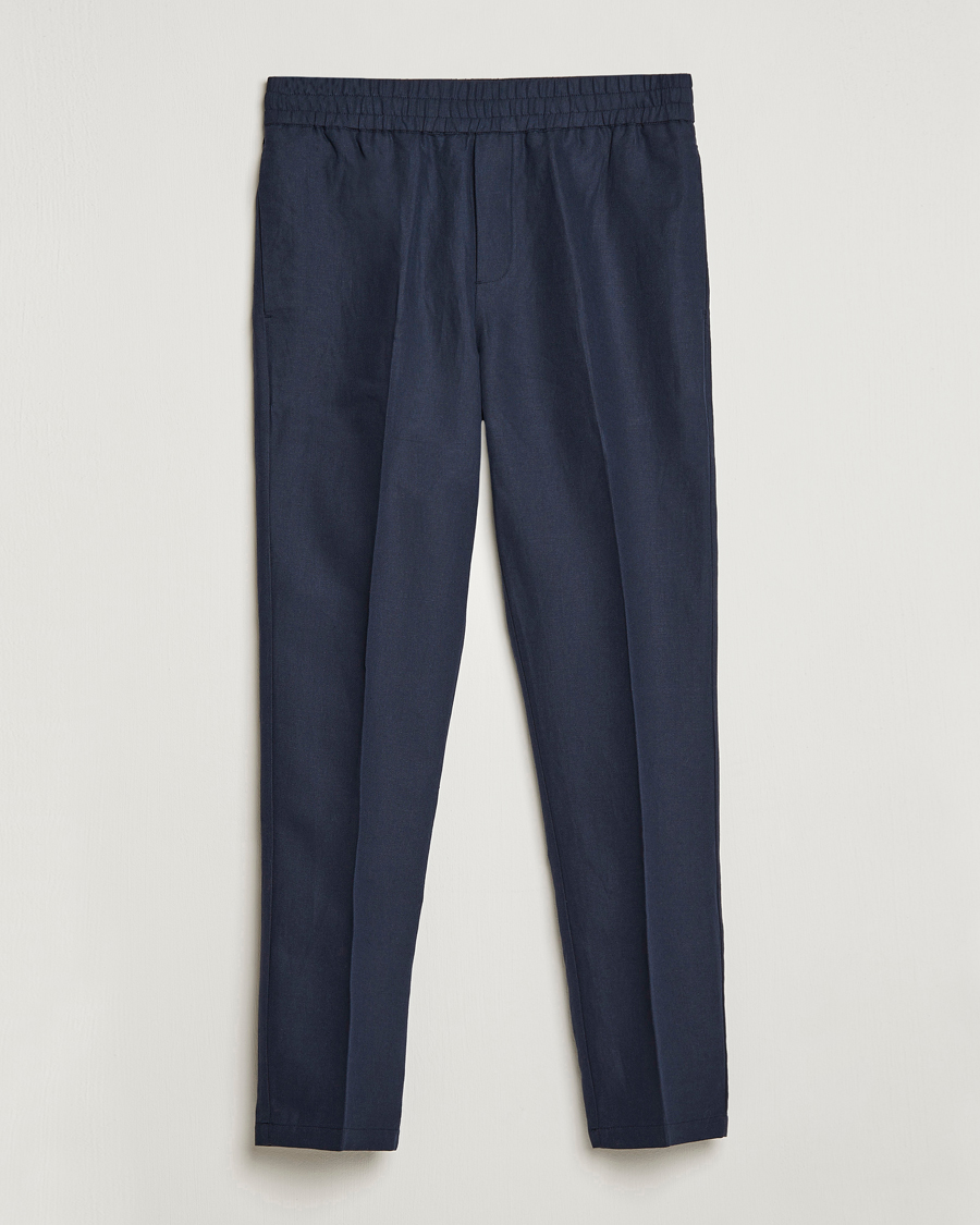 Homme | Pantalons | Samsøe Samsøe | Smithy Linen/Cotton Drawstring Trousers Salute Navy