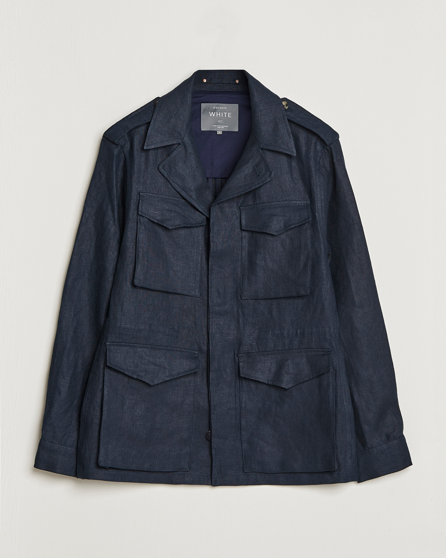 Homme | Manteaux Et Vestes | Private White V.C. | Linen Field Jacket Navy