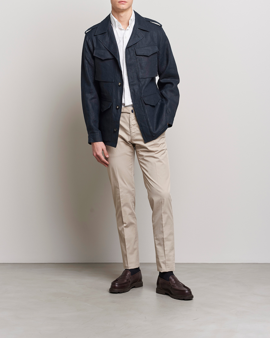 Homme | Manteaux Et Vestes | Private White V.C. | Linen Field Jacket Navy