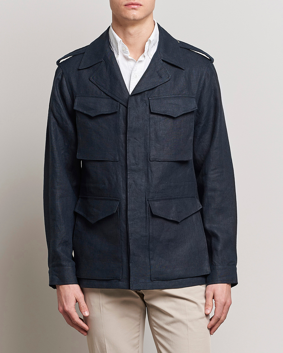 Homme | Manteaux Et Vestes | Private White V.C. | Linen Field Jacket Navy