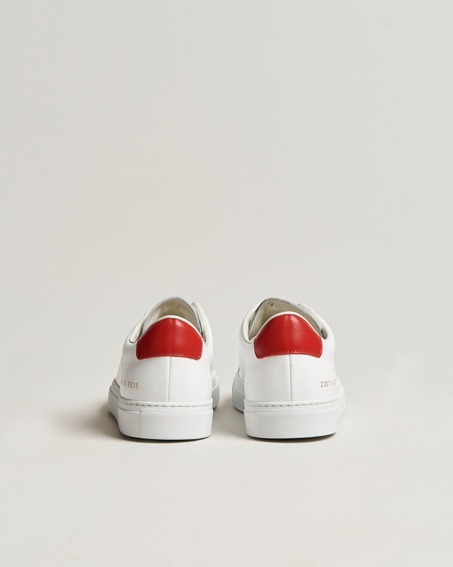 Homme | Common Projects Retro Low Suede Sneaker White/Red | Common Projects | Retro Low Suede Sneaker White/Red