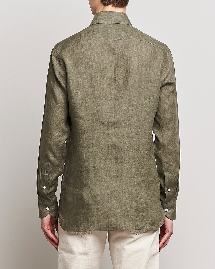 Homme | Chemises | 100Hands | Signature Linen Cut Away Shirt Green