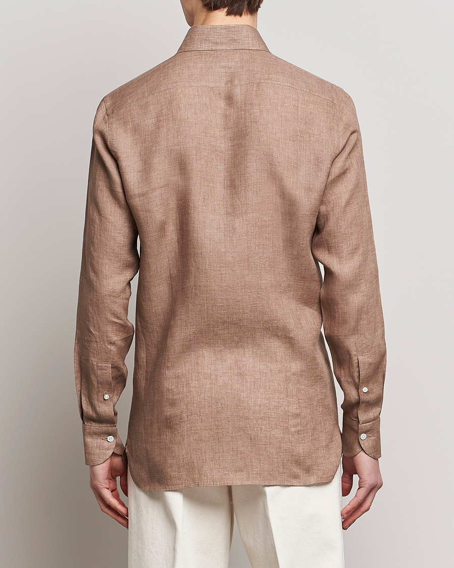 Homme | Chemises | 100Hands | Signature Linen Cut Away Shirt Taupe