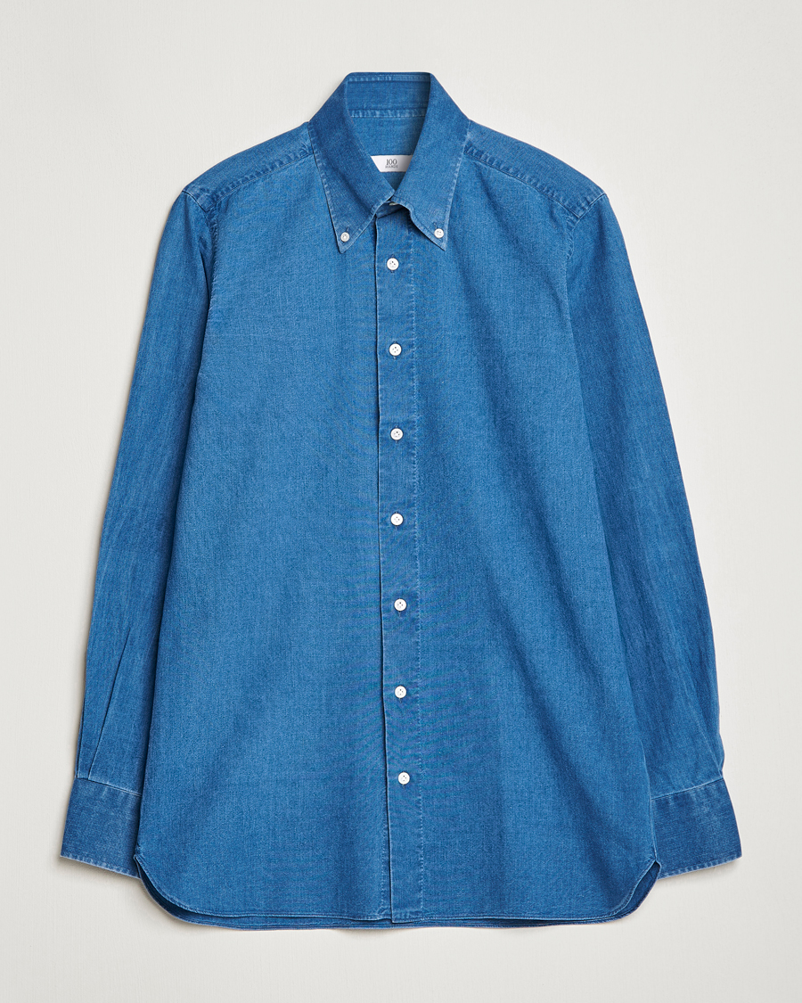 Homme | Chemises | 100Hands | Japanese Denim Bata Wash Shirt Blue