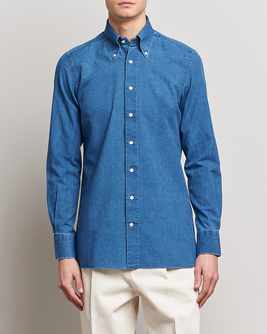 Homme | Chemises | 100Hands | Japanese Denim Bata Wash Shirt Blue