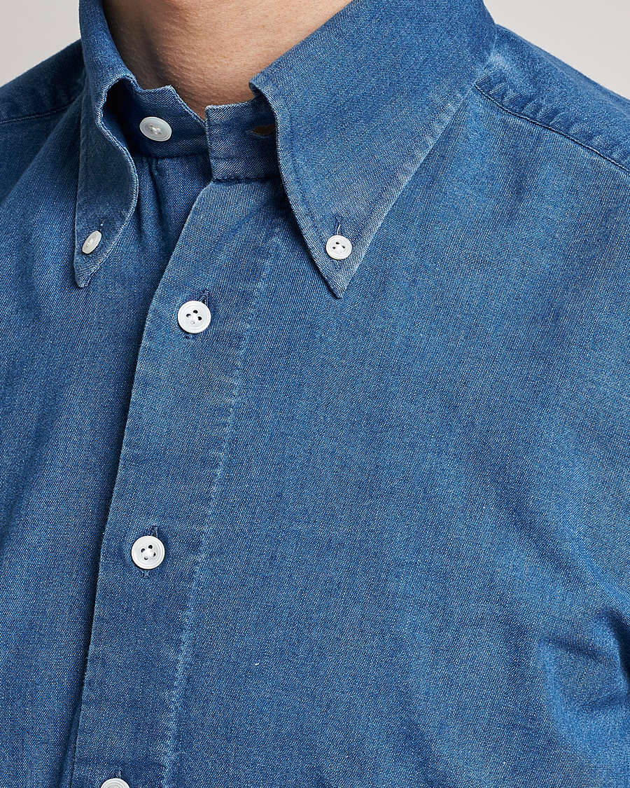 Homme | Chemises | 100Hands | Japanese Denim Bata Wash Shirt Blue