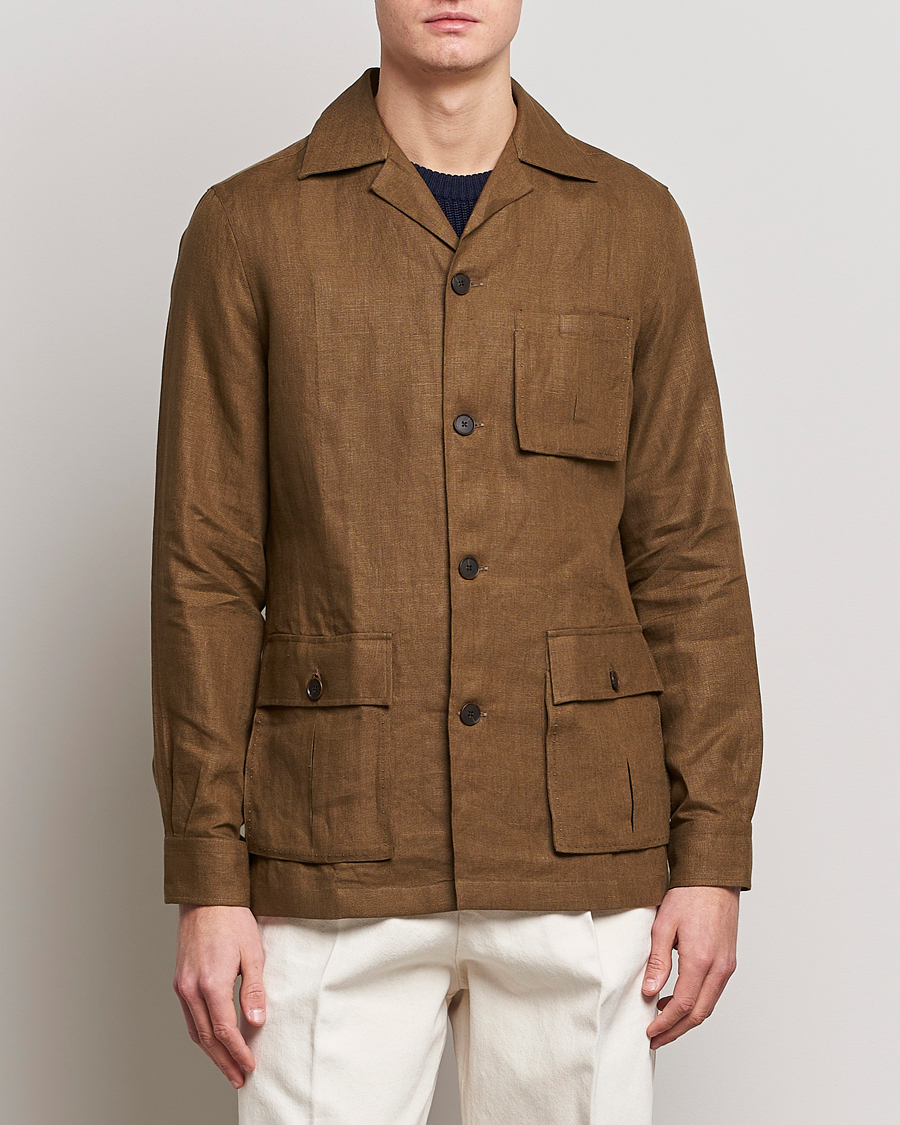 Homme | Manteaux Et Vestes | 100Hands | Linen Travellers Jacket Green