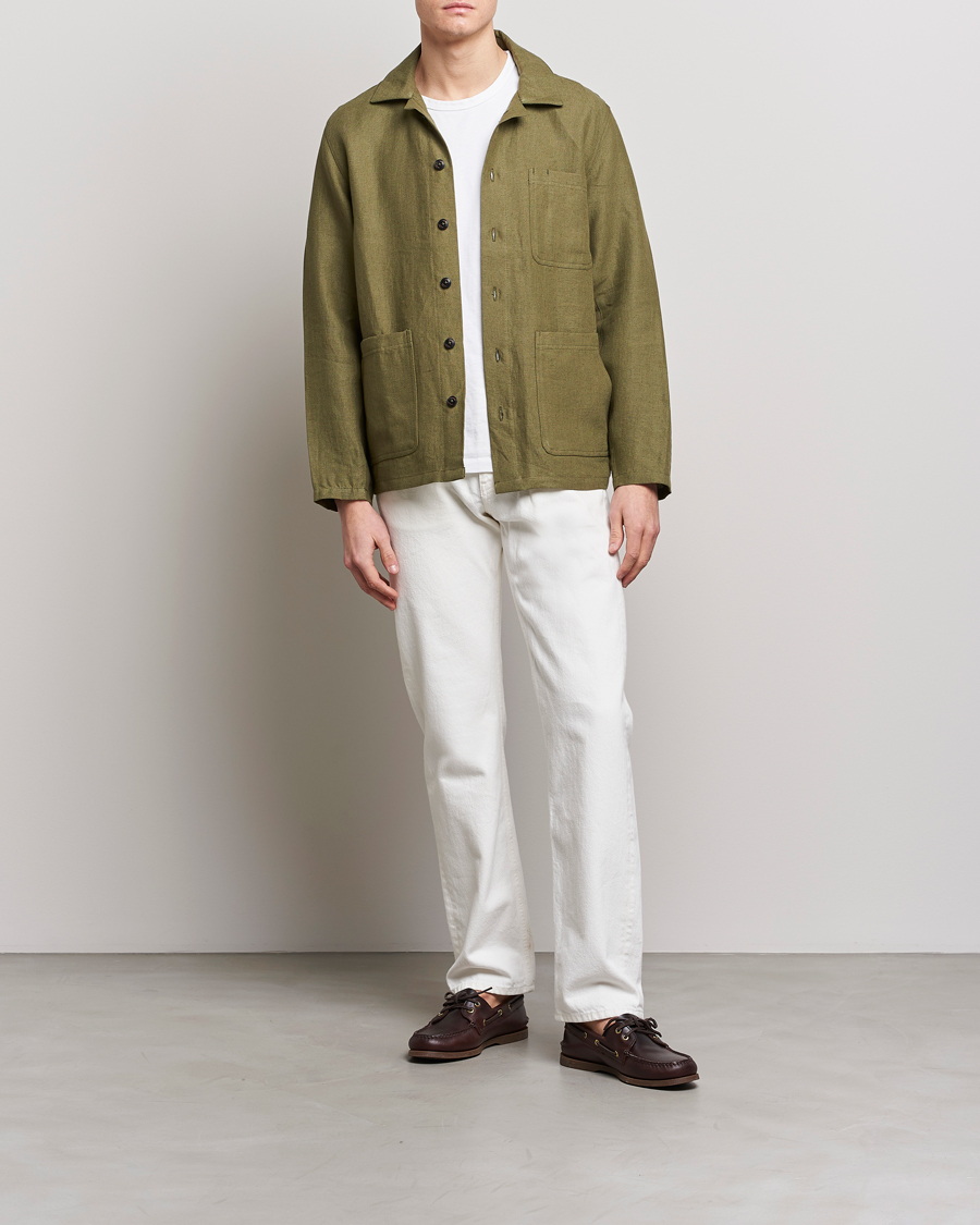 Homme | Chemises | Peregrine | Grange Linen Shacket Khaki