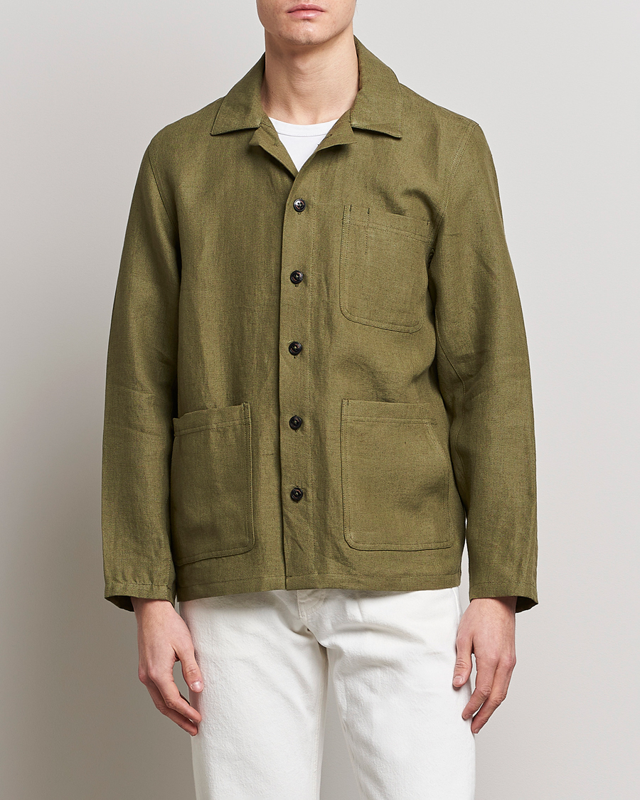 Homme | Chemises | Peregrine | Grange Linen Shacket Khaki