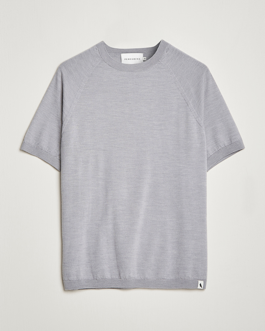 Homme | T-shirts | Peregrine | Knitted Wool T-Shirt Light Grey