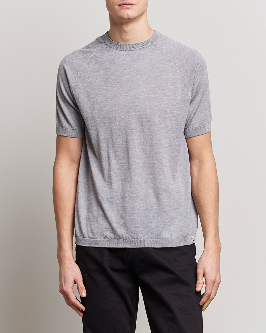 Homme | T-shirts | Peregrine | Knitted Wool T-Shirt Light Grey