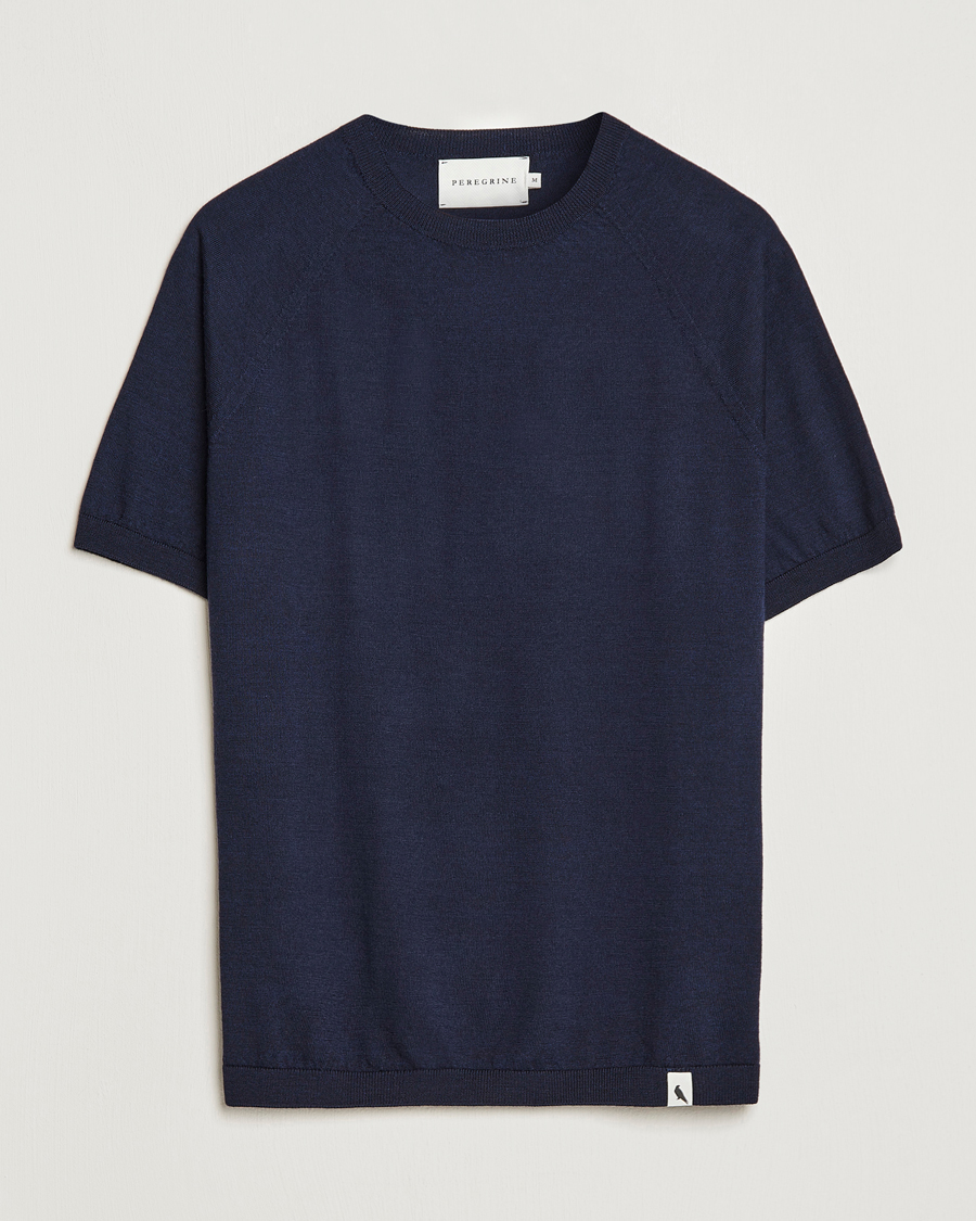 Homme | T-shirts | Peregrine | Knitted Wool T-Shirt Navy