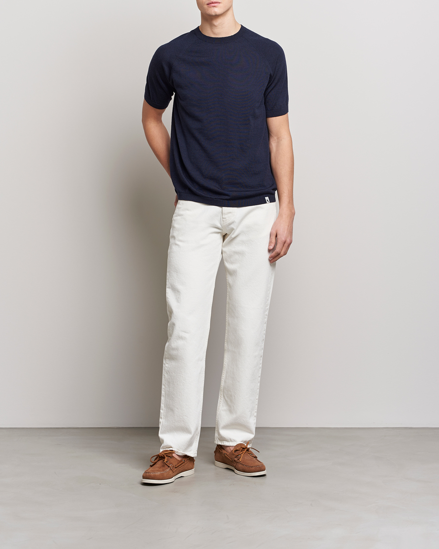 Homme | T-shirts | Peregrine | Knitted Wool T-Shirt Navy