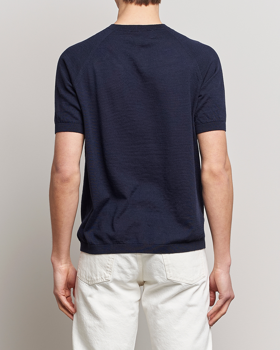Homme | T-shirts | Peregrine | Knitted Wool T-Shirt Navy