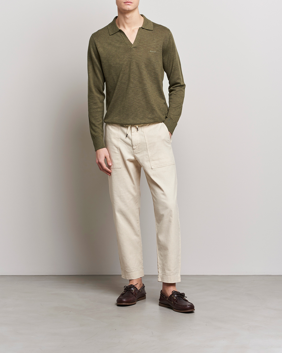 Homme | Pulls Et Tricots | GANT | Cotton/Linen Knitted Polo Racing Green