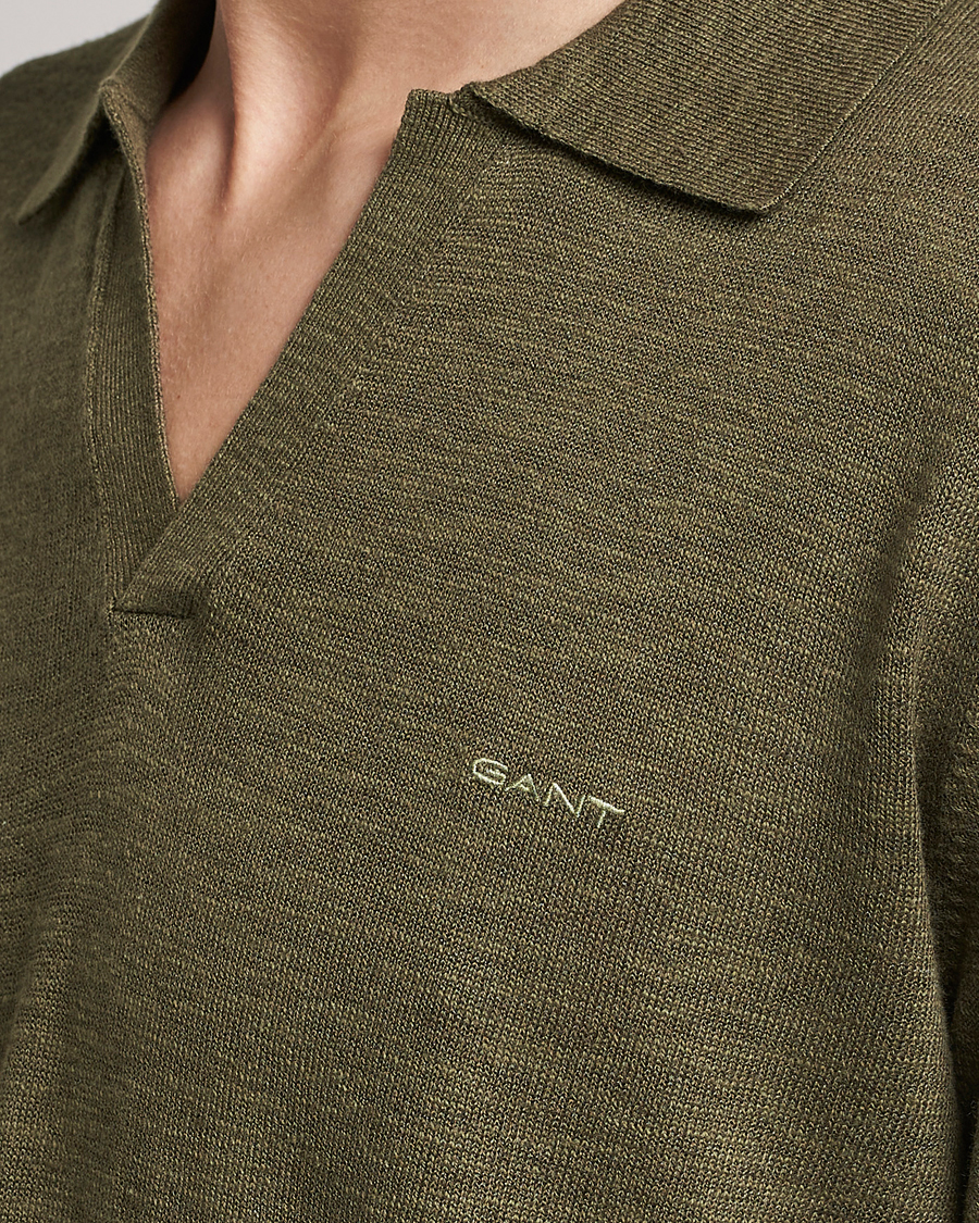 Homme | Pulls Et Tricots | GANT | Cotton/Linen Knitted Polo Racing Green