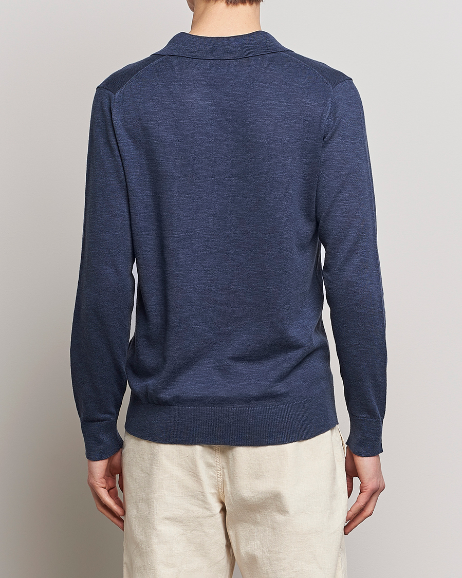 Homme | Pulls Et Tricots | GANT | Cotton/Linen Knitted Polo Deep Ocean
