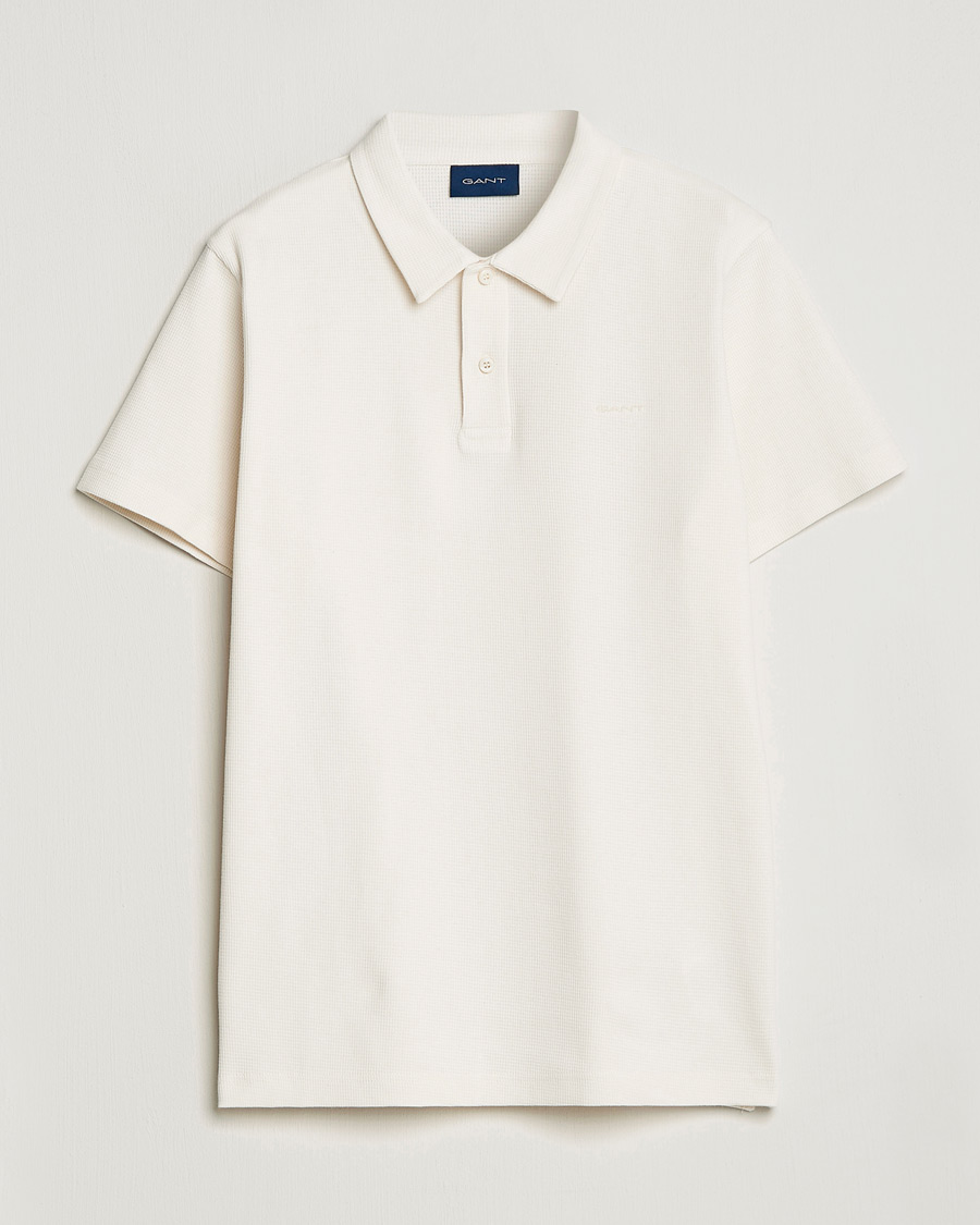 Homme | Polos | GANT | Waffle Textured Polo Cream