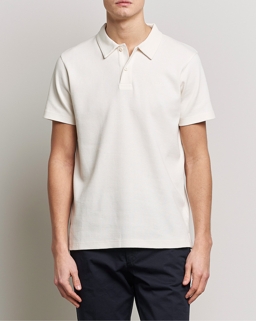 Homme | Polos À Manches Courtes | GANT | Waffle Textured Polo Cream