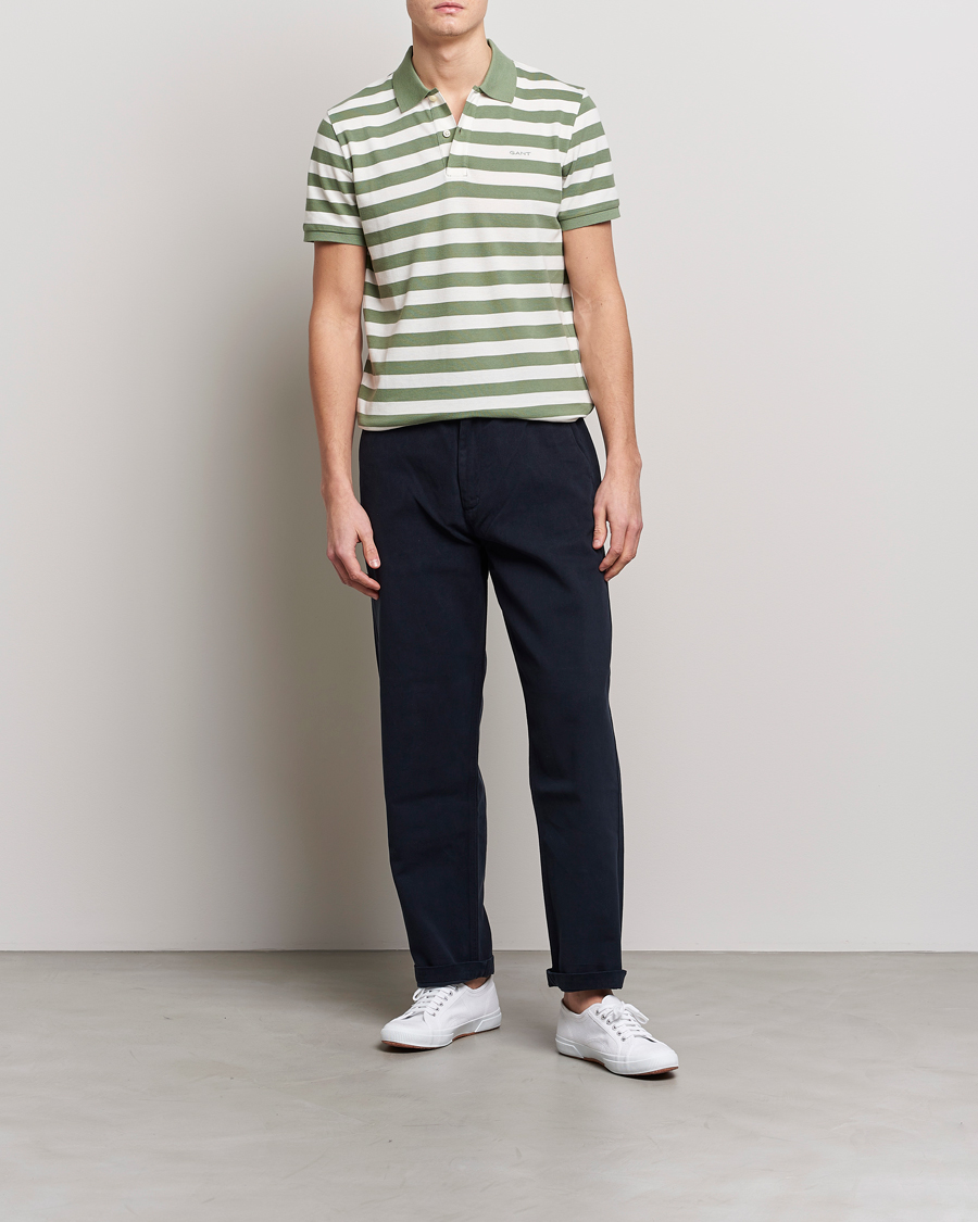 Homme | Polos | GANT | Striped Polo Calamata Green