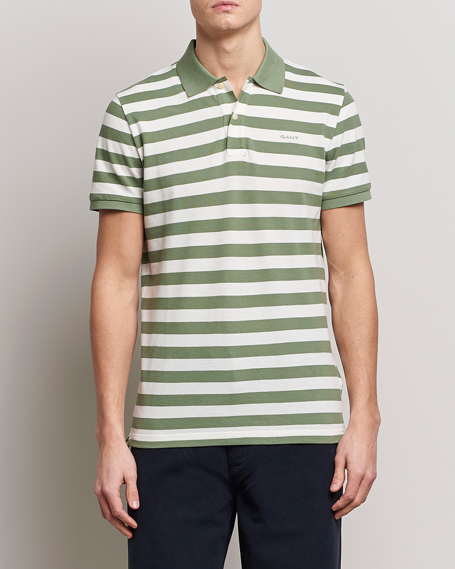 Homme | Polos | GANT | Striped Polo Calamata Green