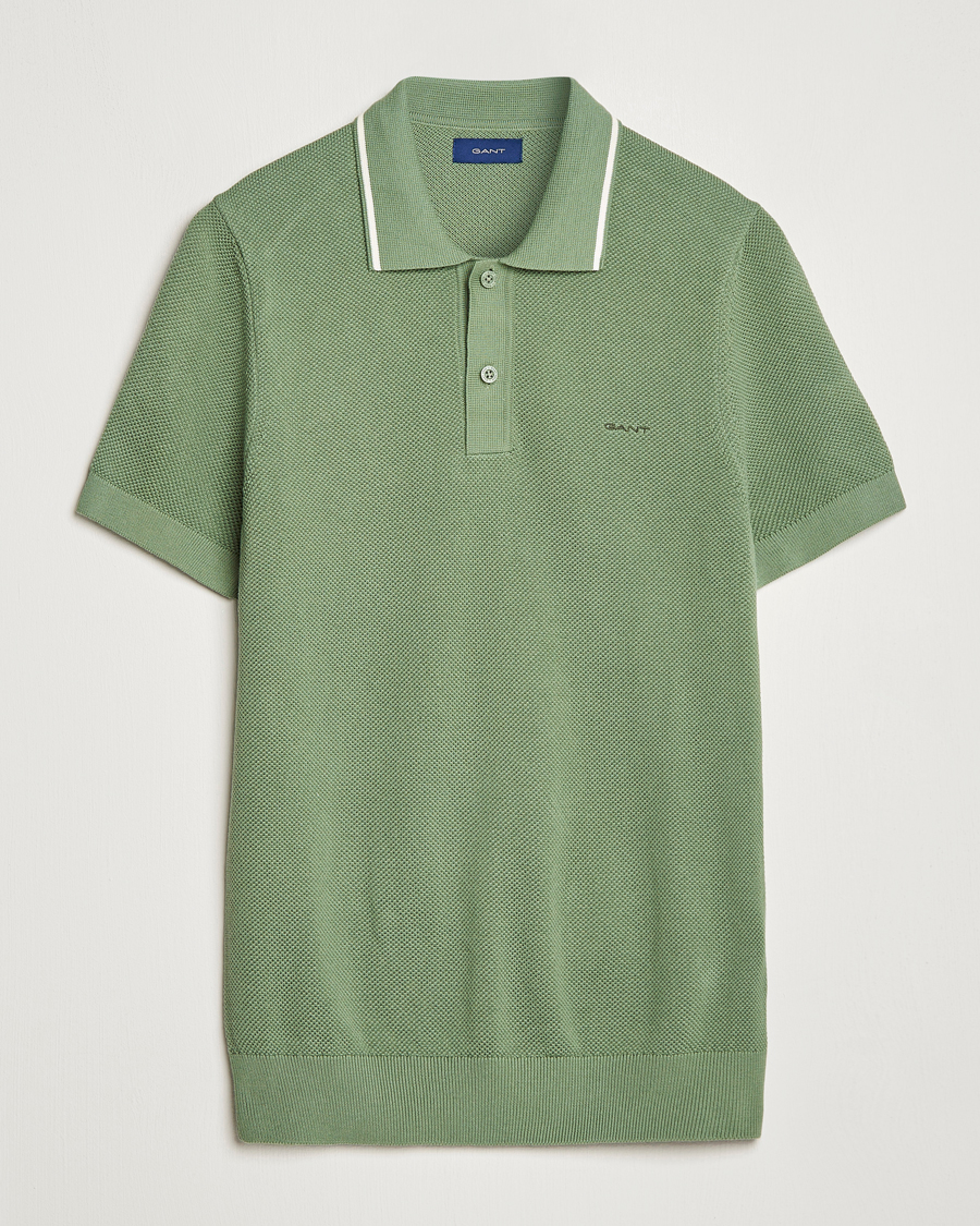 Homme | Polos | GANT | Cotton Knitted Polo Calamata Green