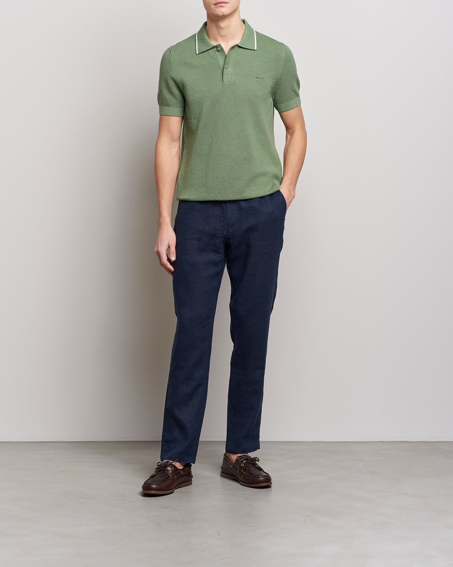 Homme | Polos | GANT | Cotton Knitted Polo Calamata Green