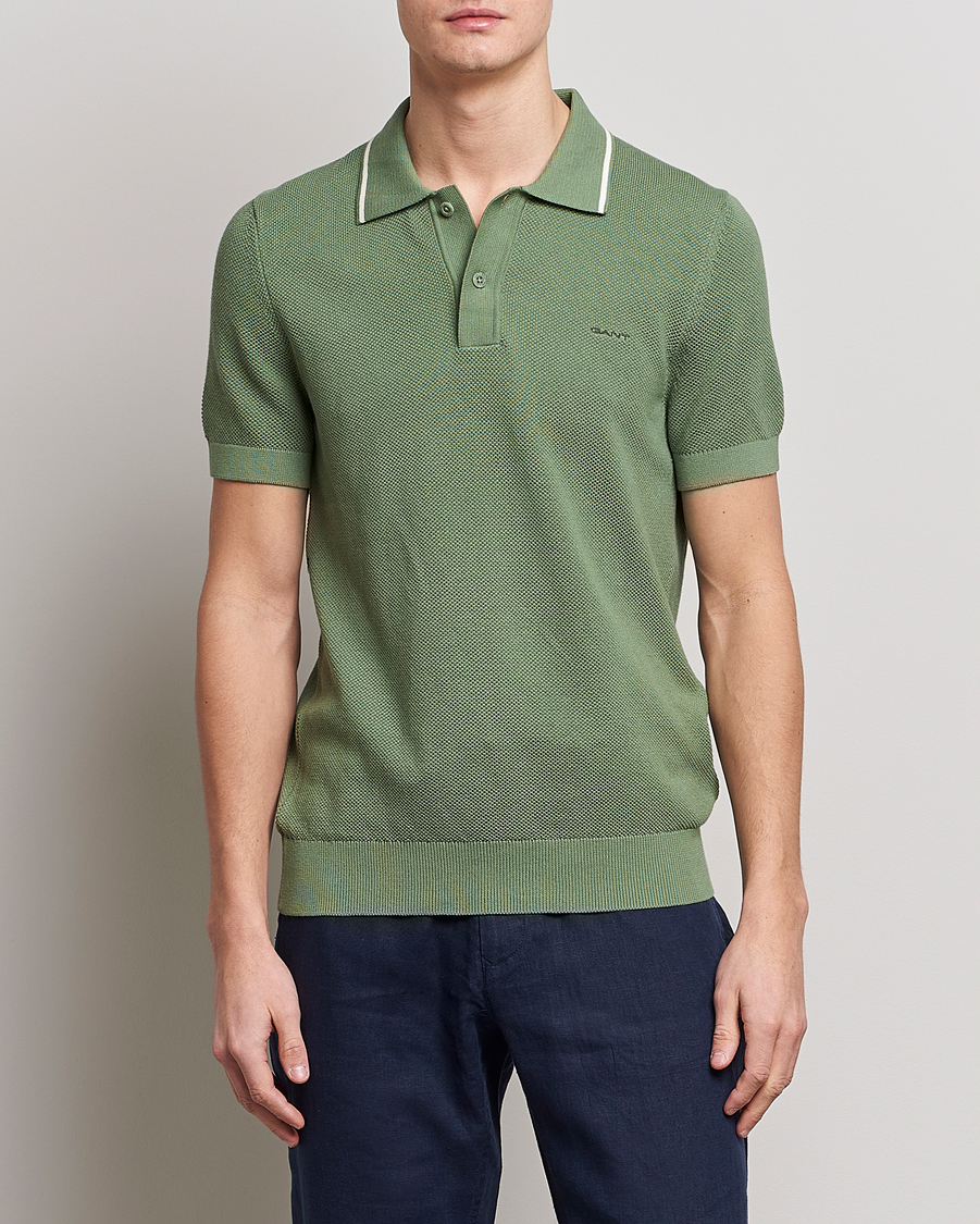 Homme | Polos | GANT | Cotton Knitted Polo Calamata Green