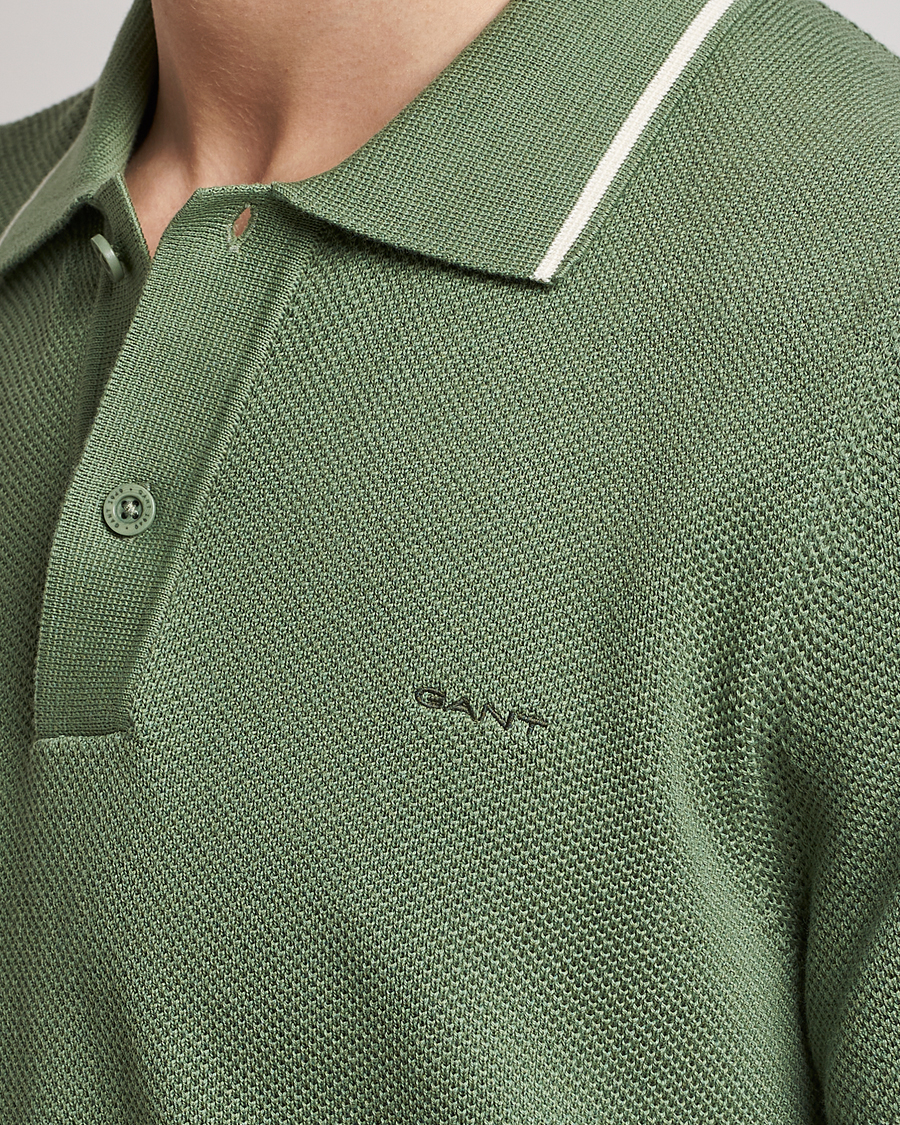 Homme | Polos | GANT | Cotton Knitted Polo Calamata Green