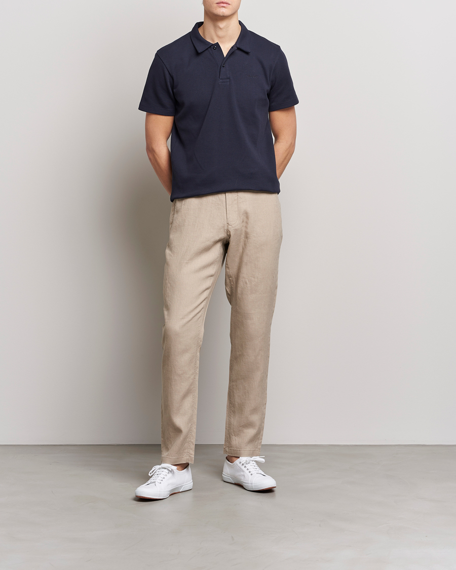 Homme | Pantalons | GANT | Relaxed Linen Drawstring Pants Concrete Beige