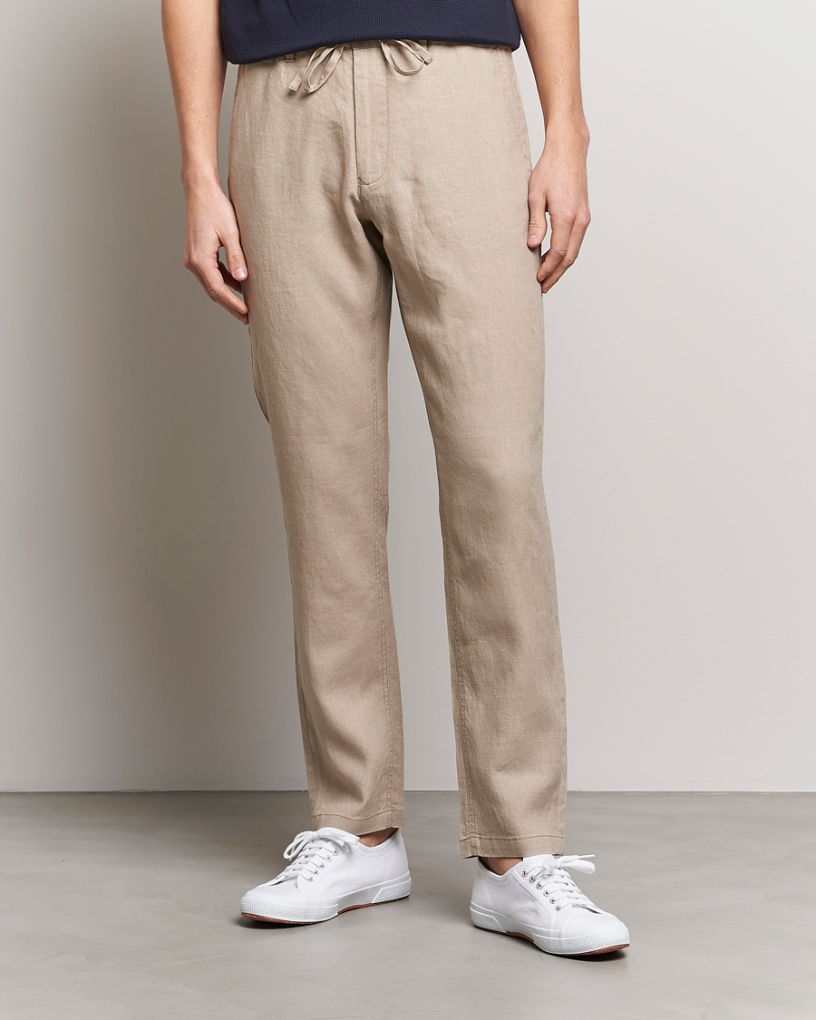 Homme | Pantalons | GANT | Relaxed Linen Drawstring Pants Concrete Beige