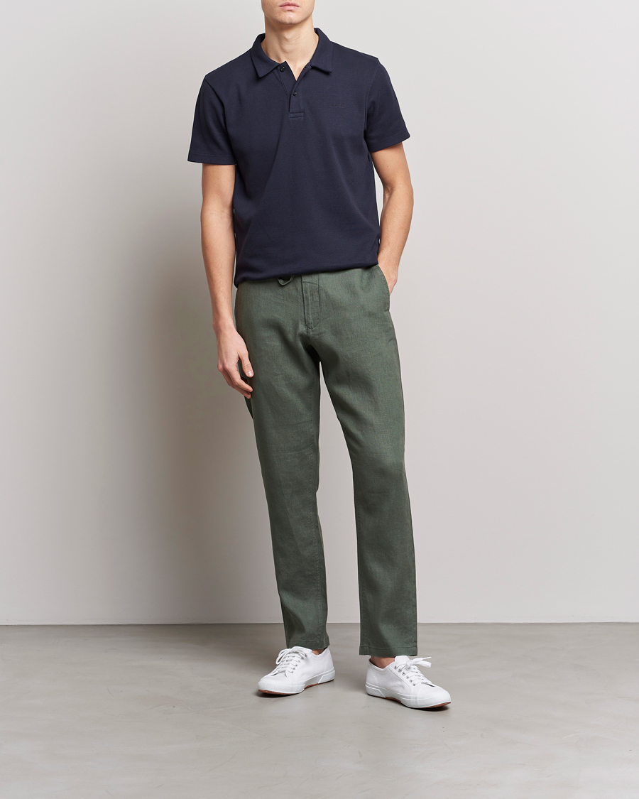 Homme | Pantalons | GANT | Relaxed Linen Drawstring Pants Green Ash