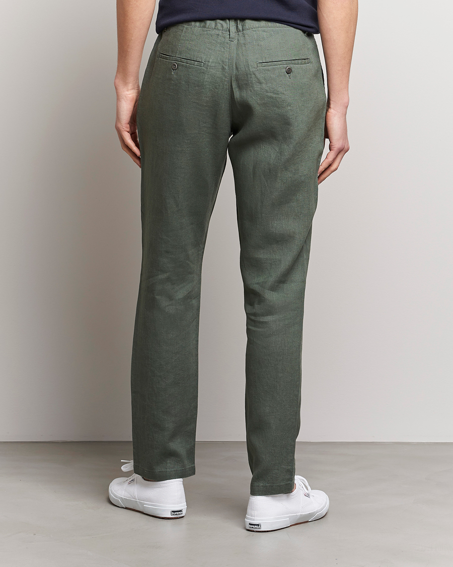Homme | Pantalons | GANT | Relaxed Linen Drawstring Pants Green Ash