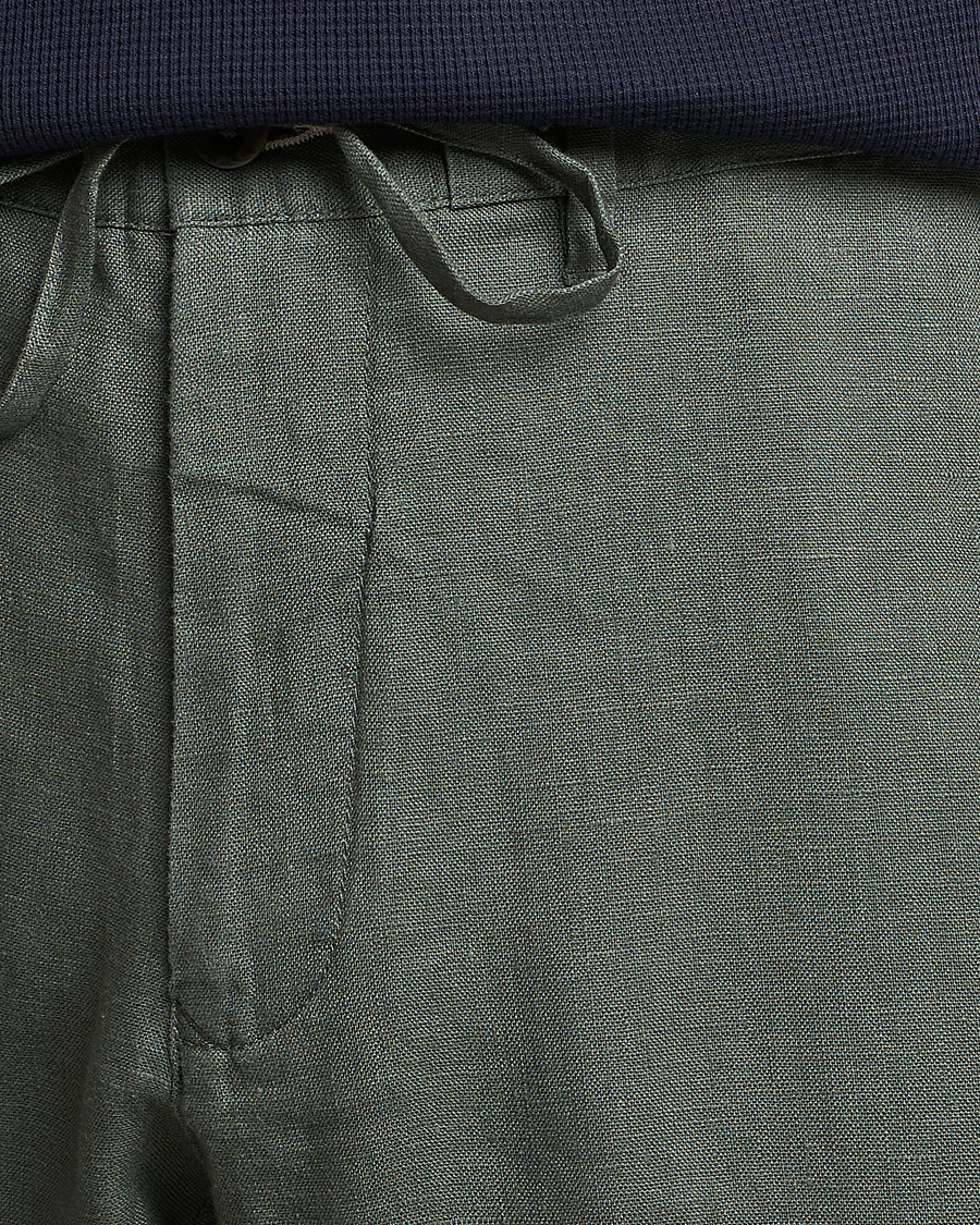 Homme | Pantalons | GANT | Relaxed Linen Drawstring Pants Green Ash