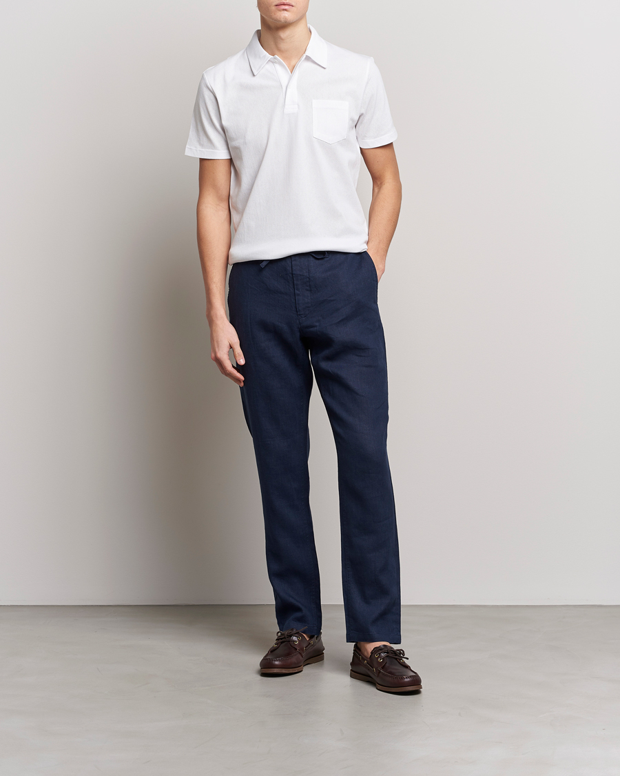 Homme | Pantalons | GANT | Relaxed Linen Drawstring Pants Marine
