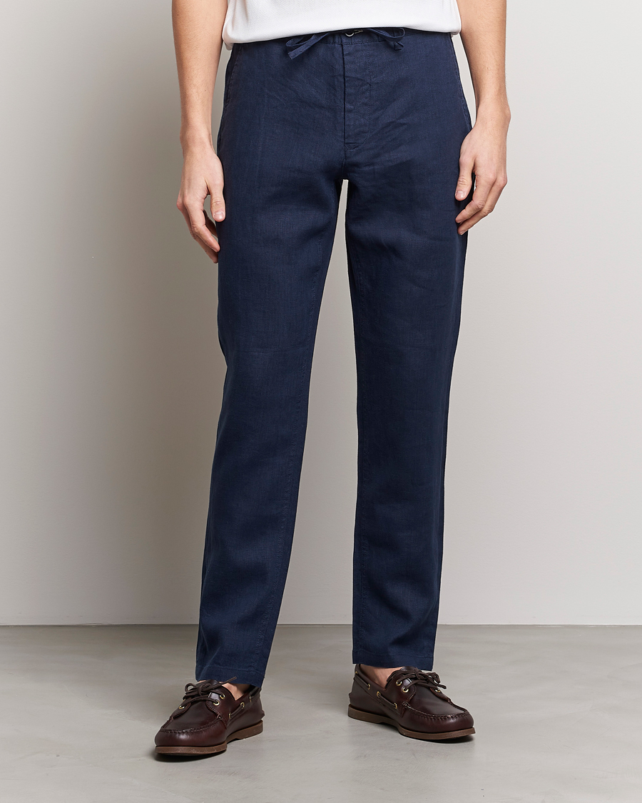 Homme | Pantalons | GANT | Relaxed Linen Drawstring Pants Marine