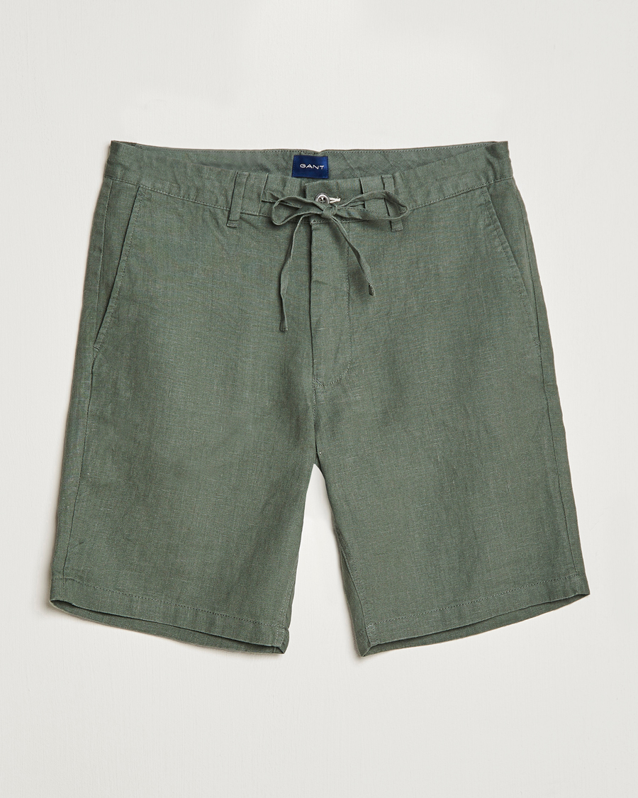 Homme | Shorts | GANT | Relaxed Linen Drawstring Shorts Green Ash