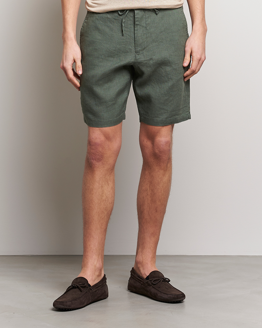Homme | Shorts | GANT | Relaxed Linen Drawstring Shorts Green Ash
