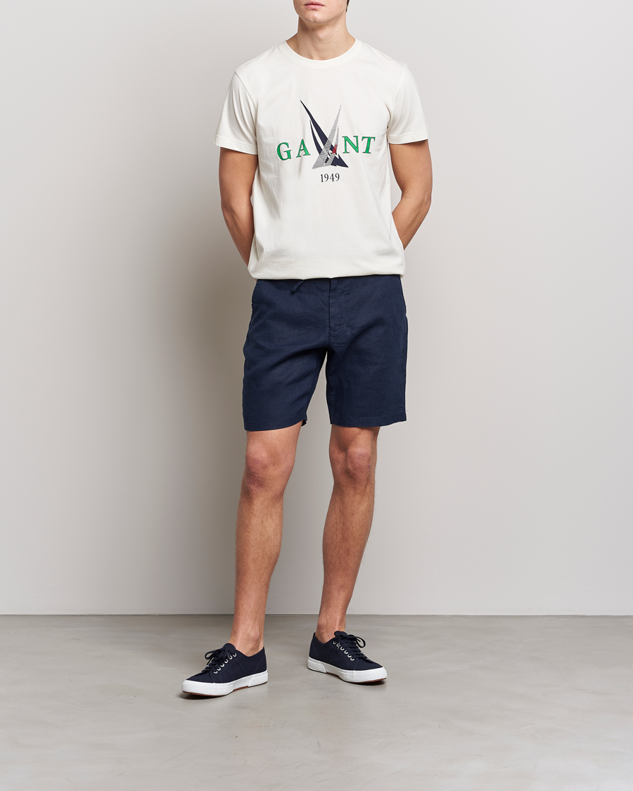 Homme | Shorts | GANT | Relaxed Linen Drawstring Shorts Marine