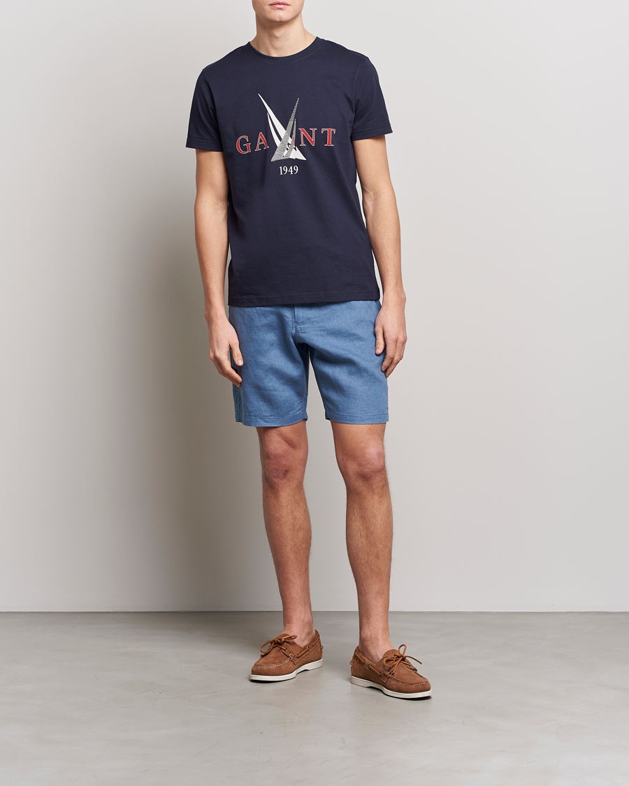 Homme | Shorts | GANT | Relaxed Linen Drawstring Shorts Salty Sea Blue