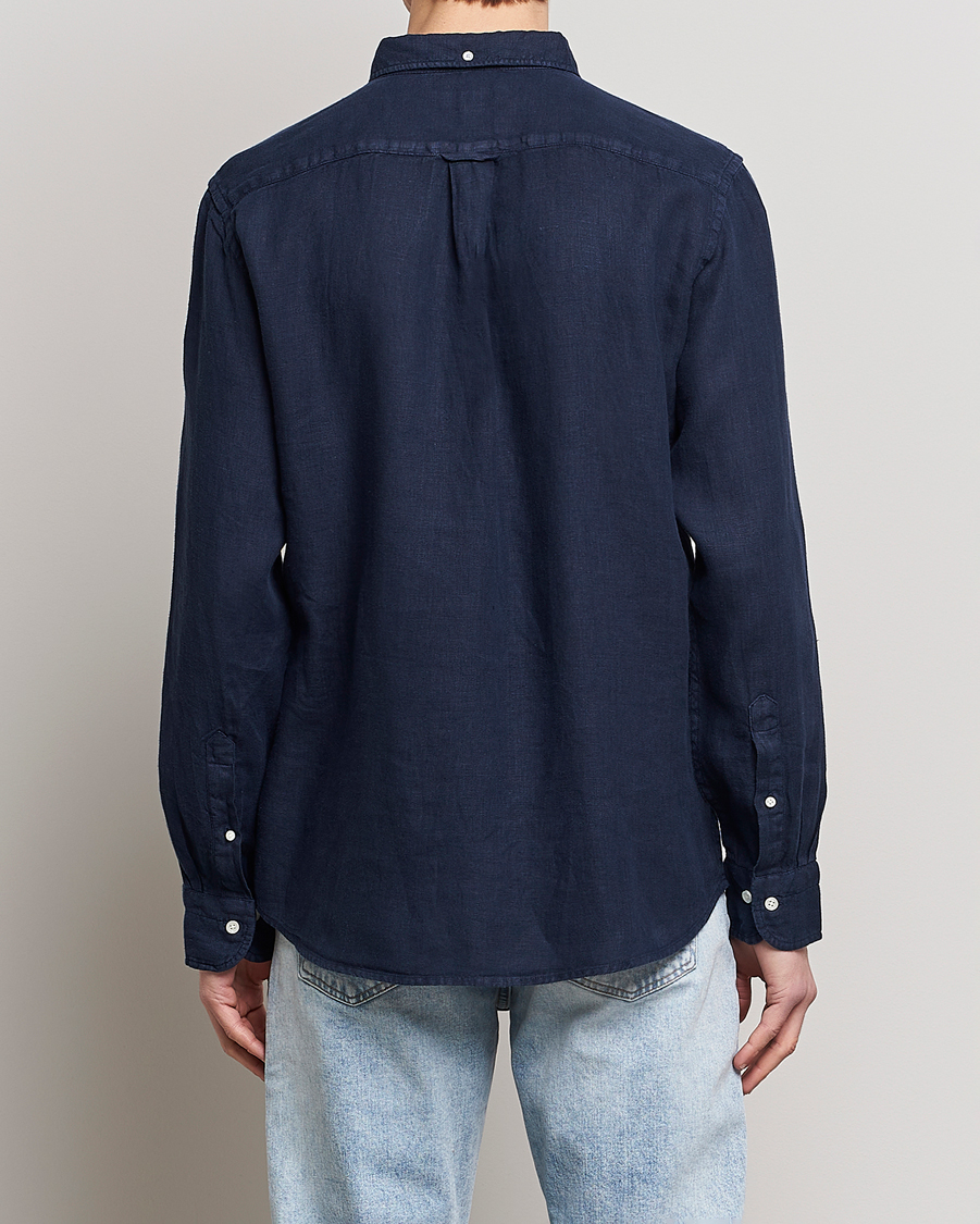 Homme | Chemises | GANT | Regular Fit Garment Dyed Linen Shirt Marine