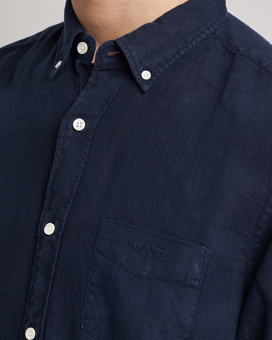 Homme | Chemises | GANT | Regular Fit Garment Dyed Linen Shirt Marine