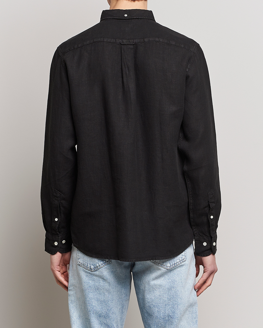 Homme | Chemises | GANT | Regular Fit Garment Dyed Linen Shirt Black