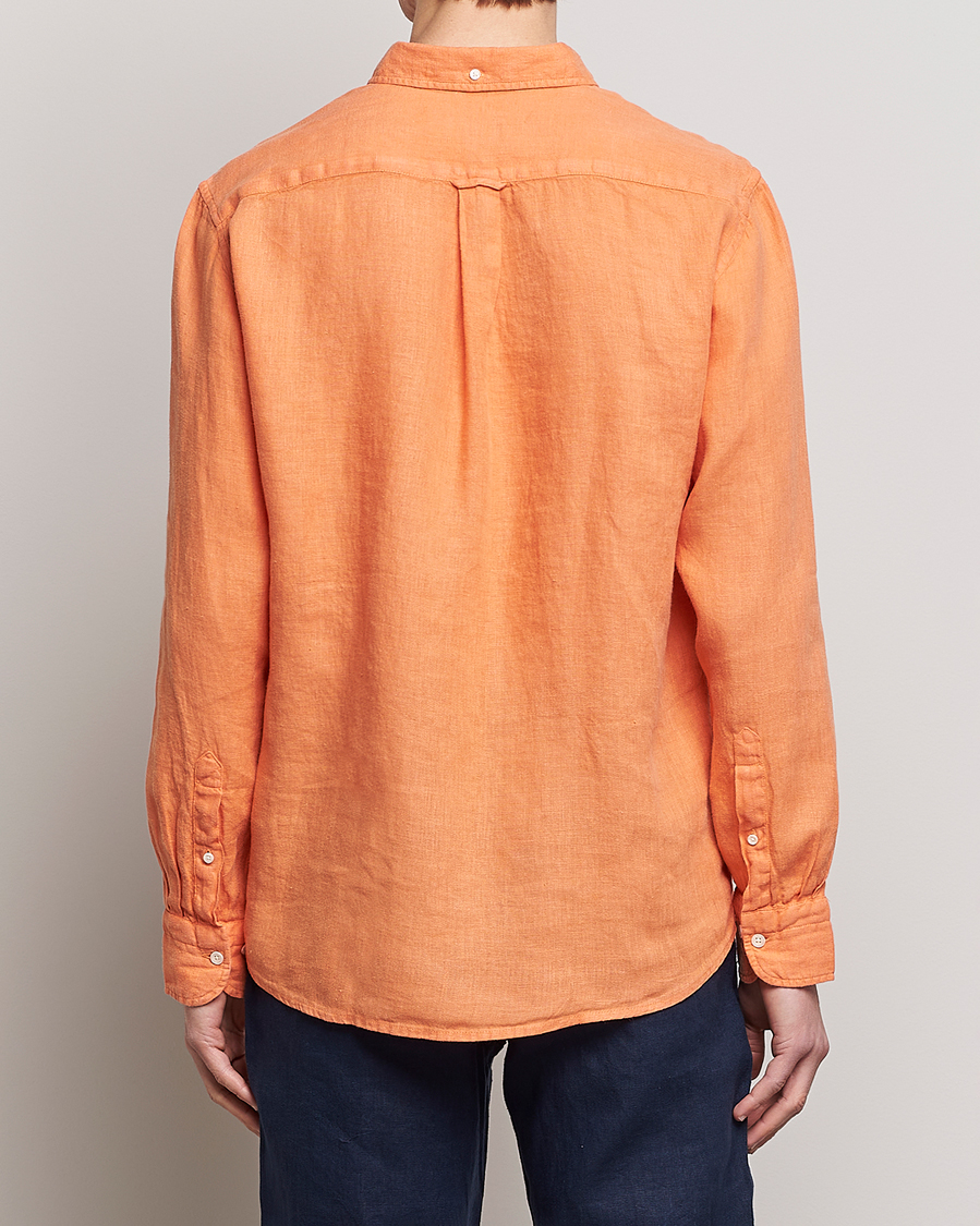 Homme | Chemises | GANT | Regular Fit Garment Dyed Linen Shirt Apricot Orange