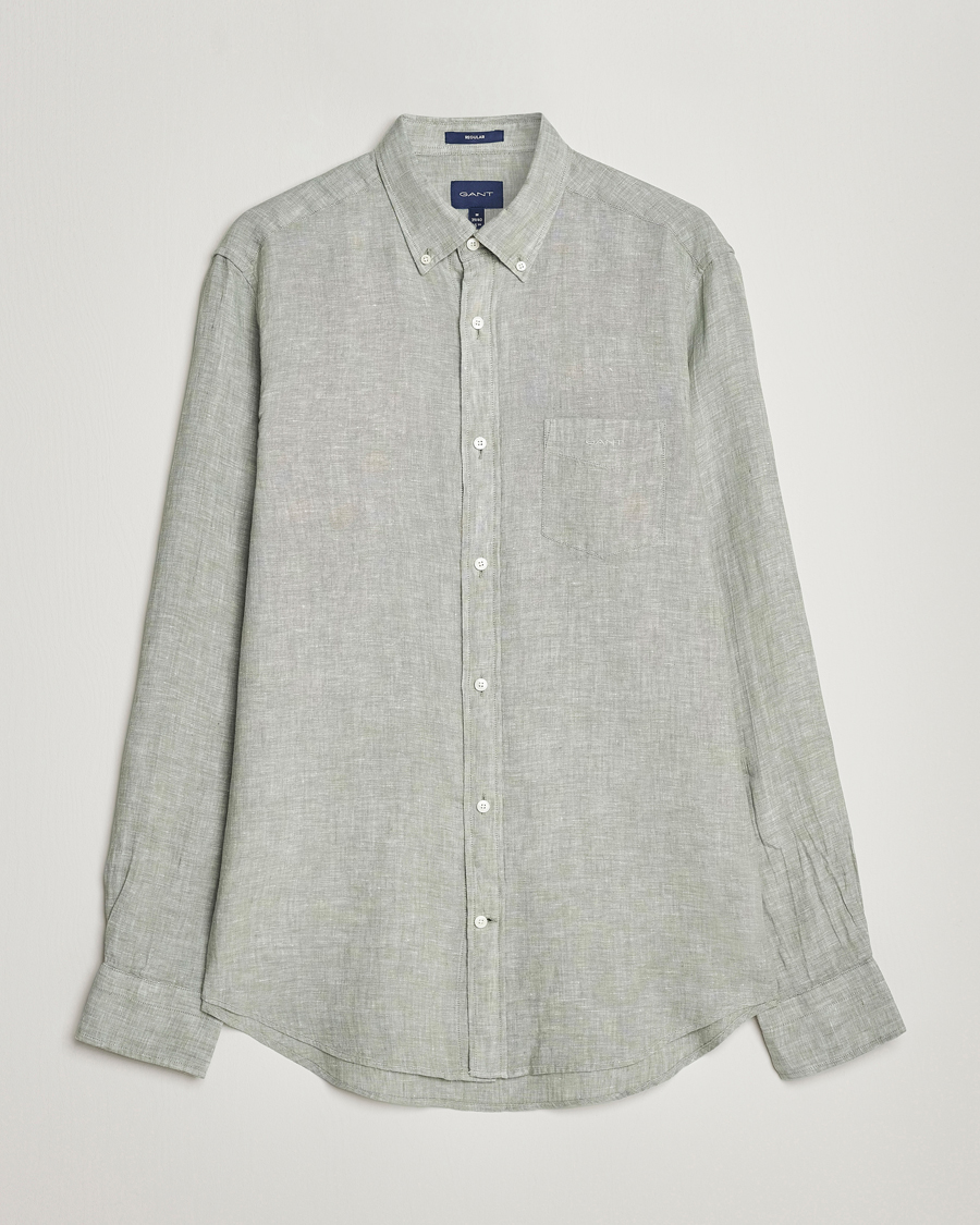 Homme | Chemises | GANT | Regular Fit Linen Shirt Calamata Green