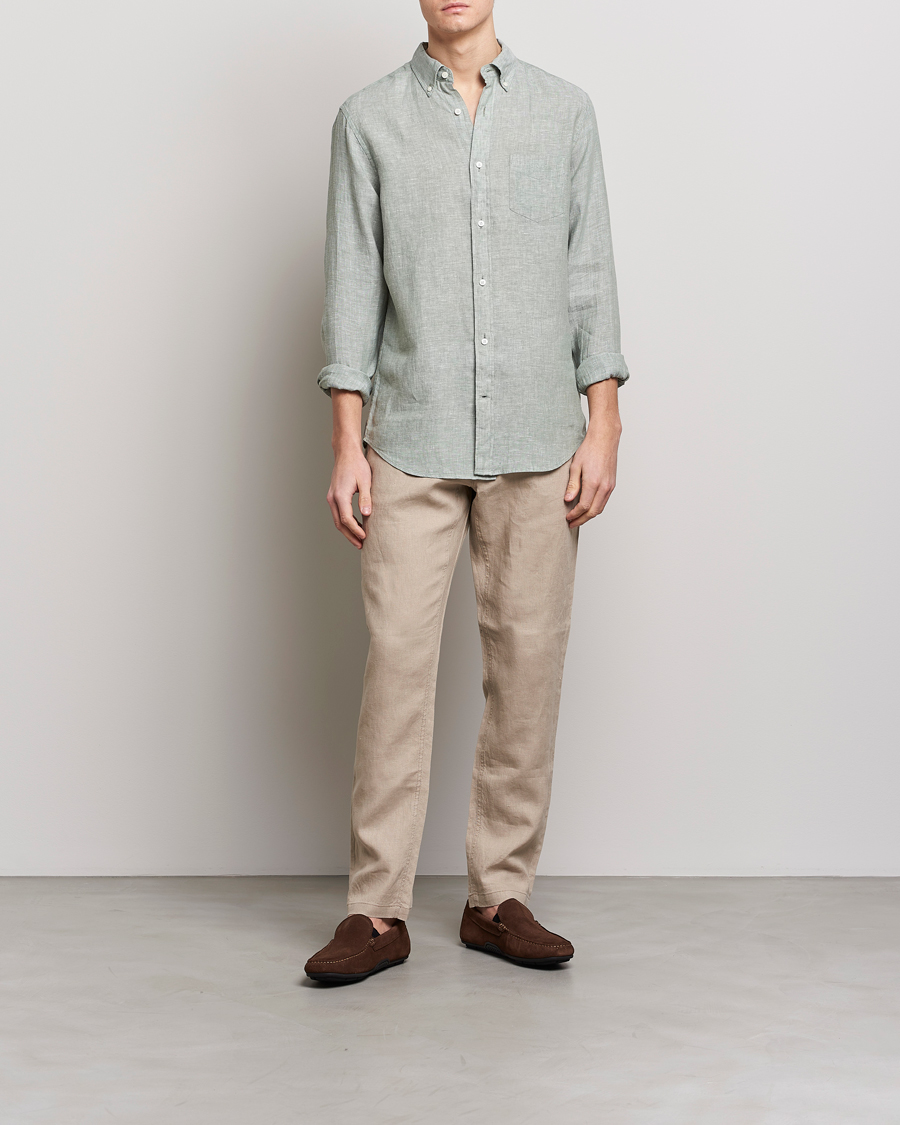 Homme | Chemises | GANT | Regular Fit Linen Shirt Calamata Green