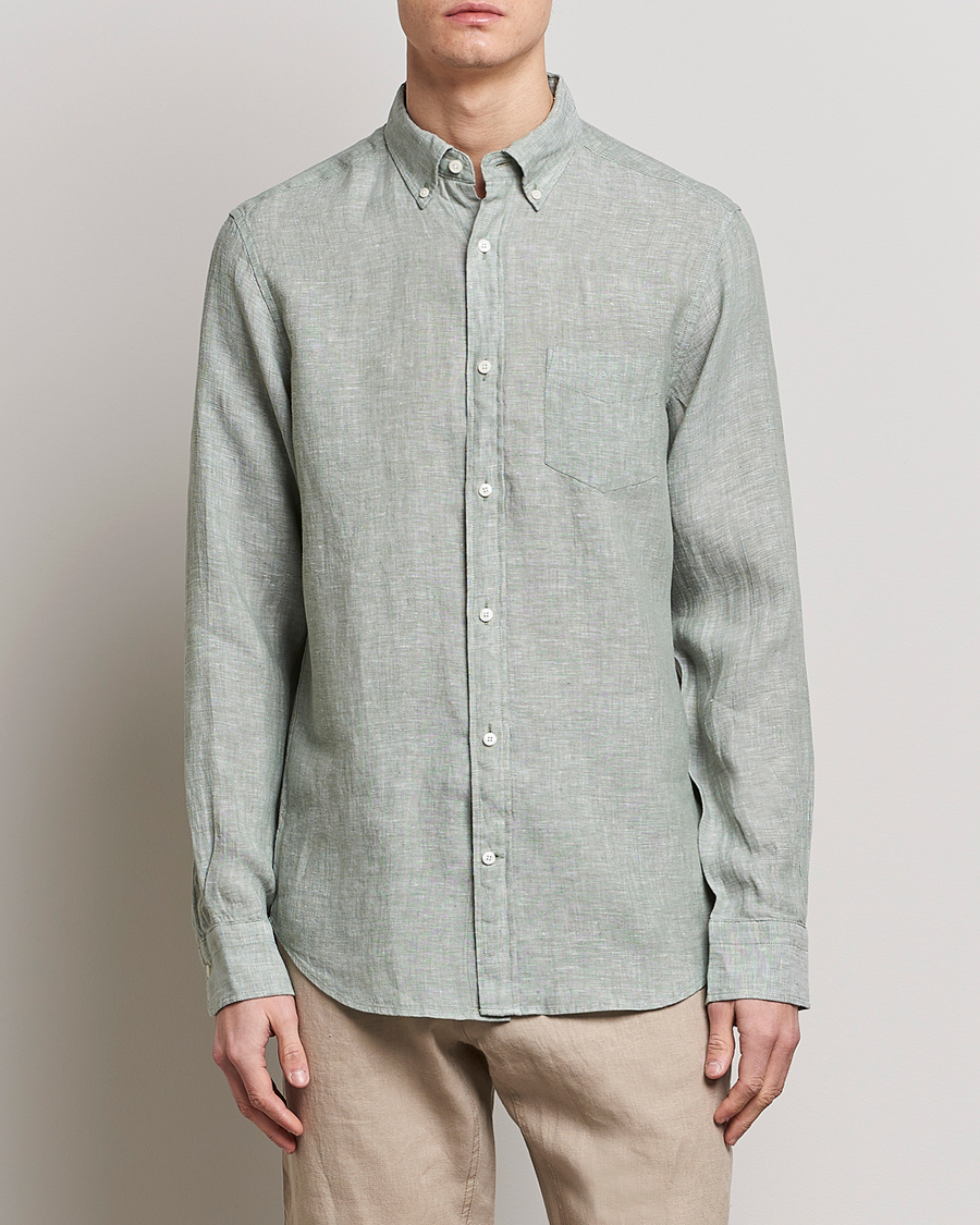 Homme | Chemises | GANT | Regular Fit Linen Shirt Calamata Green