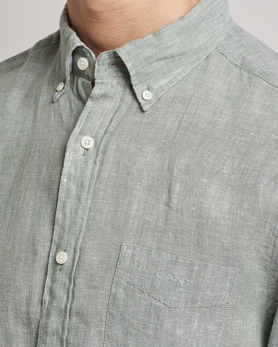 Homme | Chemises | GANT | Regular Fit Linen Shirt Calamata Green